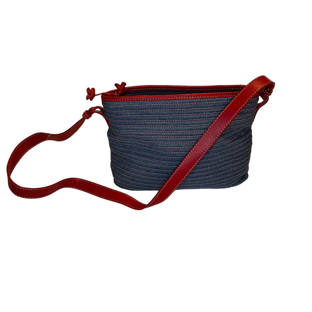 Liz Claiborne American Dream II crossbody bag, Blue Red Chambray Stitch NWT